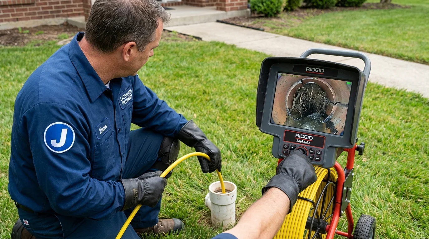Sewer camera inspection being performed by Johns Plumbing LLC in Nedrow