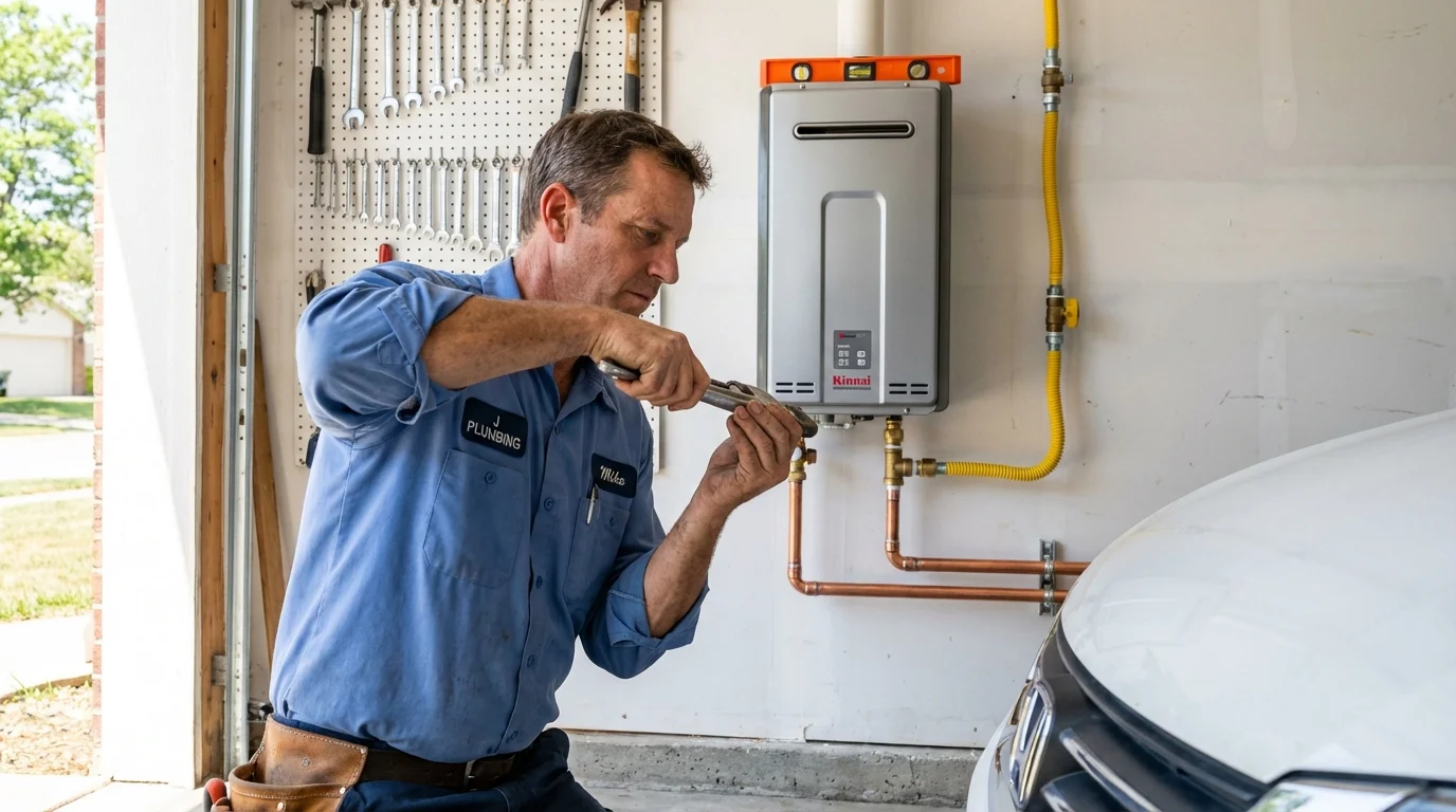 Tankless water heater installation by a Johns Plumbing LLC plumber in Nedrow